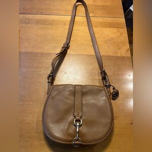 MK Brown Leather Crossbody Saddle bag